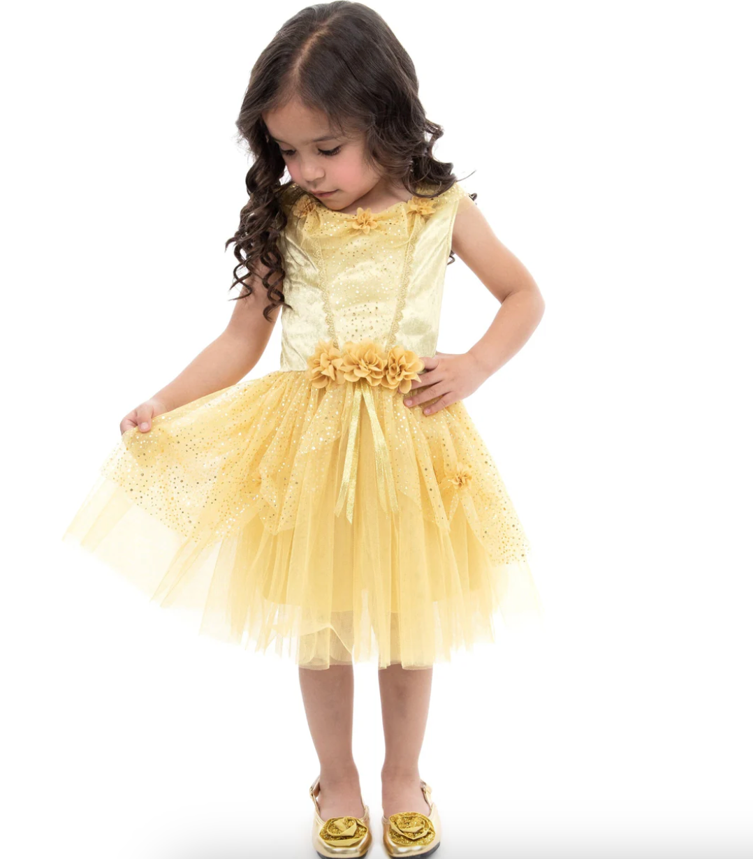 green emerald velvet dress Gold Sequins V Back & Bow Girls Dress 12 / Royal Blue main image 1