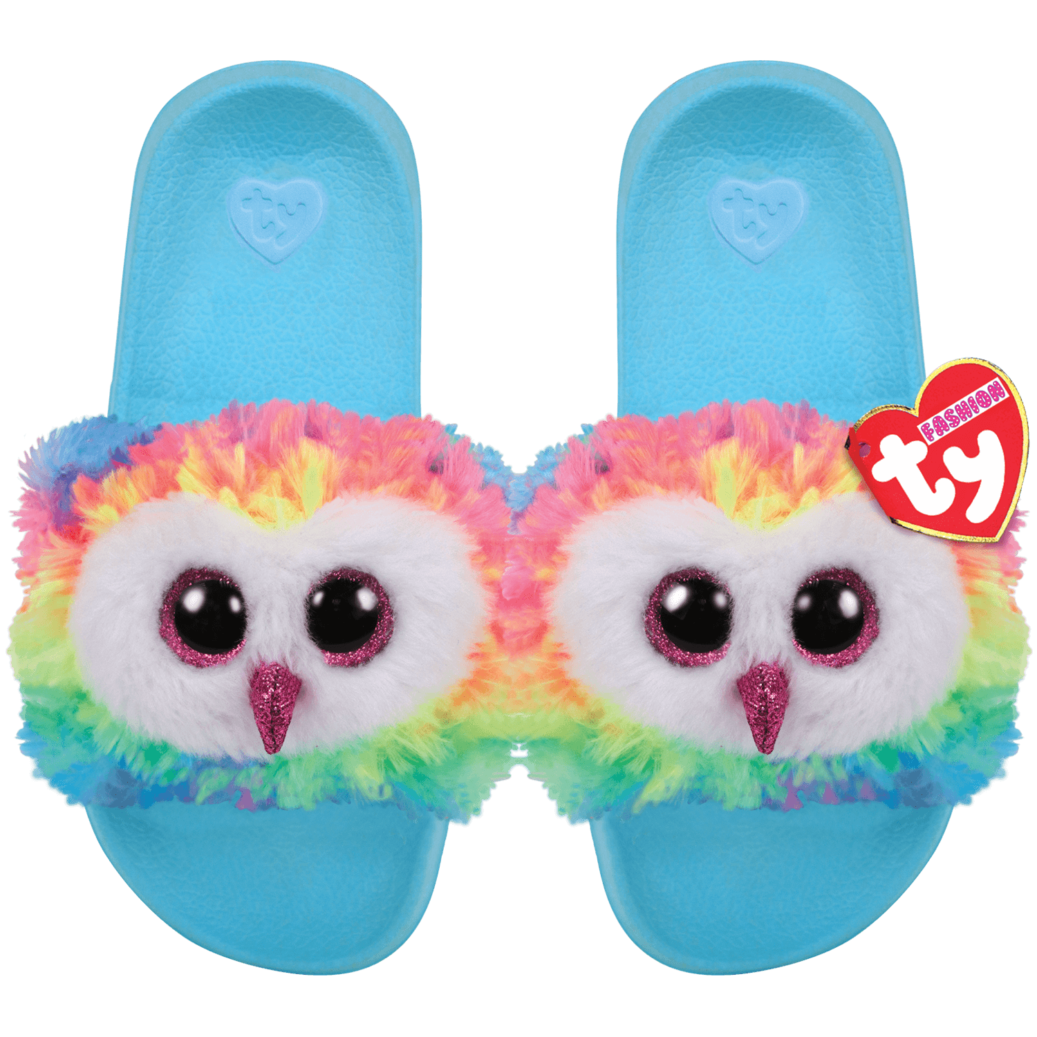 TY Owen Rainbow Owl Beanie Boo Slipper Slides Nathalie Co