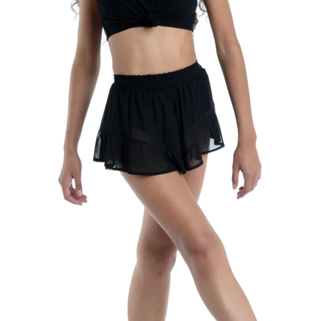 Black Elastic Waist Mesh Girls Dance Shorts - Select Size – Rockin